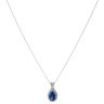 Silver Cubic Zirconia and Blue Gemstone Cluster Pendant and Chain 18" By Icesia