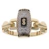 14ct Yellow Gold Monaco Cavo Plain Pave Link Signet Ring