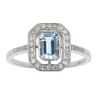 Platinum Diamond And Aquamarine Halo Ring