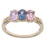 9ct Yellow Gold Pink Sapphire and Tanzanite Three Stone Ring