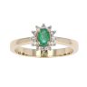 9ct Yellow Gold Diamond And Emerald Oval Cluster Ring by Anya Belle