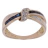 9ct Yellow Gold 0.10ct Diamond and Sapphire Crossover Ring