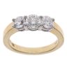 18ct Yellow Gold 1.00ct Brilliant Cut Diamond Graduated Trilogy Ring