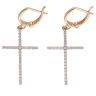 14ct Yellow Gold Cubic Zirconia Cross Hoop Earrings
