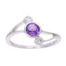 9ct White Gold Created Amethyst And Diamond Ring