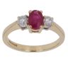18ct Yellow Gold 0.35ct Brilliant Cut Diamond and Ruby Three Stone Ring