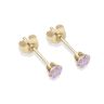 9ct Yellow Gold Lilac Cubic Zirconia Stud Earrings 3mm