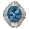 Platinum 2.20ct Baguette Cut Diamond and Blue Topaz Cluster Ring