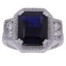 14ct White Gold 0.40ct Brilliant Cut Diamond and Created Sapphire Cluster Ring