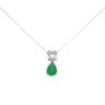 14ct White Gold 0.05ct Diamond And Green Jade Pendant And Chain 18"