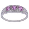 9ct White Gold 0.05ct Brilliant Cut Diamond and Sapphire Three Stone Ring
