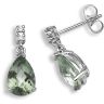 18ct White Gold Diamond 0.05ct Green Amethyst 2.38ct Earrings