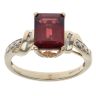 9ct Yellow Gold 0.05ct Diamond and Garnet Single Stone Ring