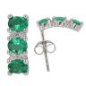 Silver Cubic Zirconia and Green Gemstone Stud Earrings By Icesia