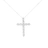 Silver Cubic Zirconia Cross Pendant and Chain 18"