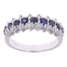 18ct White Gold 0.15ct Diamond And Sapphire Three Row Ring