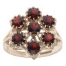 9ct Yellow Gold Garnet Flower Cluster Ring