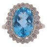9ct Yellow Gold 0.05ct Diamond and Blue Topaz Cluster Ring