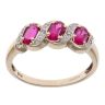 9ct Yellow Gold 0.05ct Diamond and Created Ruby Three Stone Ring