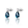 9ct White Gold London Blue Topaz Pear Pendant with 0.14ct Natural Diamond Accent