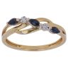 9ct Yellow Gold 0.01ct Diamond and Sapphire Crossover Ring
