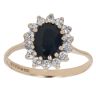 9ct Yellow Gold Sapphire and Cubic Zirconia Cluster Ring