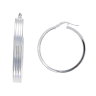 Silver Ribbed Hoop Earrings By Icesia