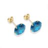 9ct Yellow Gold Blue Cubic Zirconia Stud Earrings 8mm
