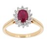 18ct Yellow Gold Ruby and Diamond Cluster Ring
