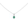Silver Cubic Zirconia And Green Gemstone Oval Cluster Pendant And 18" Chain by Icesia