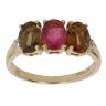 9ct Yellow Gold 0.05ct Brilliant Cut Diamond and Multi Gemstone Ring