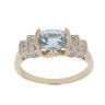 14ct Yellow Gold 0.15ct Brilliant Cut Diamond and Aquamarine Solitaire Ring
