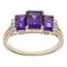 9ct Yellow Gold 0.10ct Brilliant Cut Diamond and Amethyst Three Stone Ring