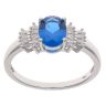Silver Blue Gemstone and Cubic Zirconia Fancy Ring