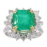18ct White Gold Emerald And Diamond Cluster Ring