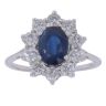 9ct White Gold 1.00ct Brilliant Cut Diamond and Sapphire Cluster Ring