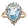 9ct Yellow Gold 0.02ct Brilliant Cut Diamond and Blue Topaz Cluster Ring