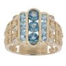 9ct Yellow Gold Blue Topaz and Cubic Zirconia Fancy Ring