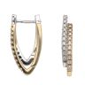 9ct Yellow And White Gold 0.25ct Diamond V Hoop Earrings