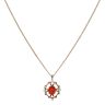 9ct Yellow Gold Fire Opal and Pearl Pendant and Chain 16"