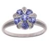 9ct White Gold 0.05ct Diamond and Tanzanite Cluster Ring