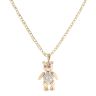 9ct Yellow Gold Pink And White Cubic Zirconia Teddy Bear Pendant And Chain 18"