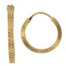 22ct Yellow Gold Quadrant Dot Grain Hoop Earrings