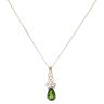 9ct Yellow Gold 0.05ct Diamond and Diopside Pendant and Chain 18"