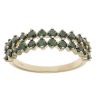 9ct Yellow Gold 0.75ct Brilliant Cut Green Diamond Two Row Fancy Ring