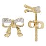 Gold Plated Silver Diamond Bow Stud Earrings