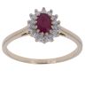 9ct Yellow Gold 0.15ct Brilliant Cut Diamond and Ruby Cluster Ring