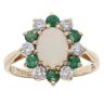 9ct Yellow Gold Cubic Zirconia, Emerald And Opal Cluster Ring