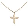 9ct Yellow Gold Patterned Cross Pendant and Chain 22"