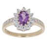 9ct Yellow Gold Amethyst and Cubic Zirconia Cluster Ring